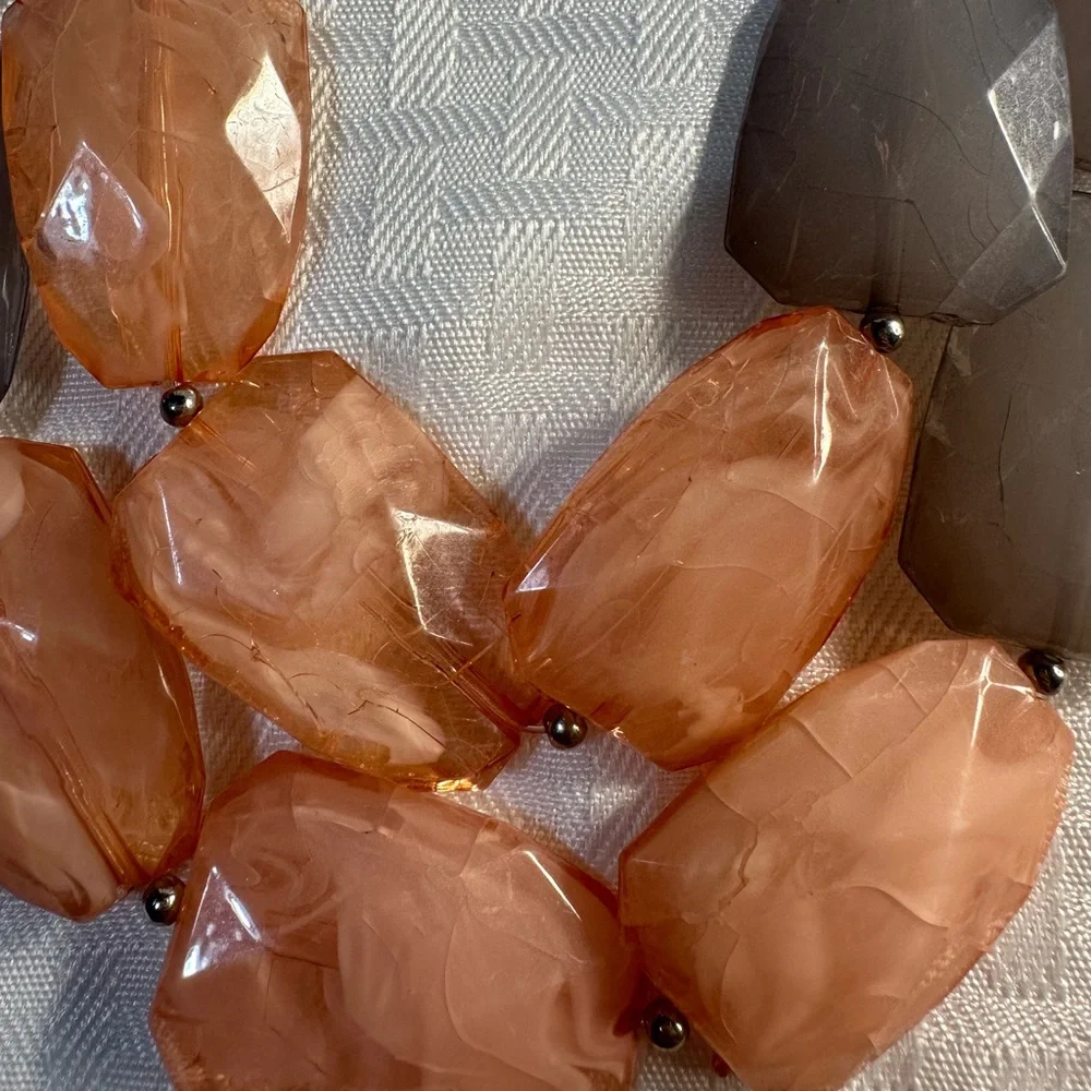 Pink & Grey Double Strand Stone Necklace Set - Picture 4 of 5